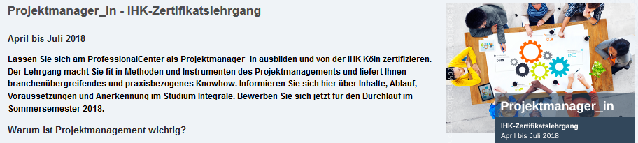 das professionalcenter der universitt kln bietet von april bis juli 2018 einen weiteren blended learning lehrgang projektmanager ihk an - Uni Koln Bewerben das professionalcenter der universitt kln bietet von april bis juli 2018 einen weiteren blended learning lehrgang projektmanager ihk an - Uni Koln Bewerben